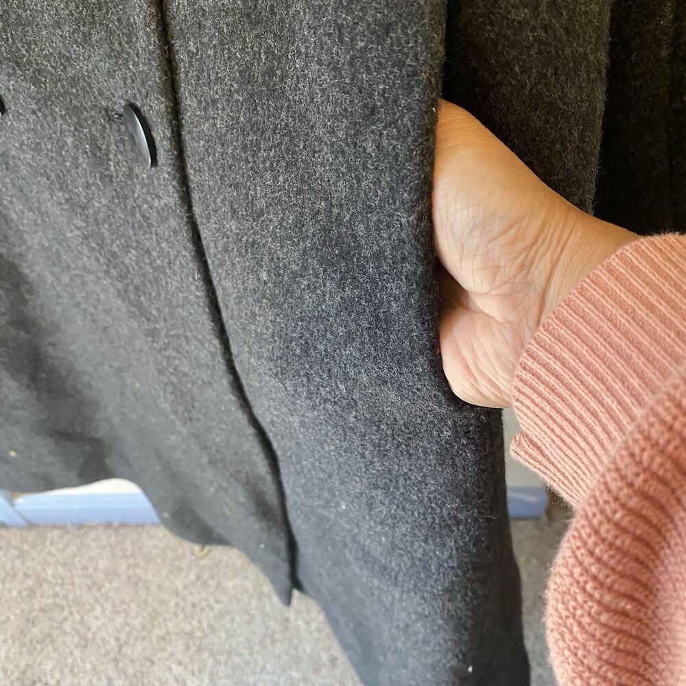 Vintage Luxury Tweed Wool Nylon Double Breasted Peacoat Women Sz 22 Preppy - Picture 9 of 9